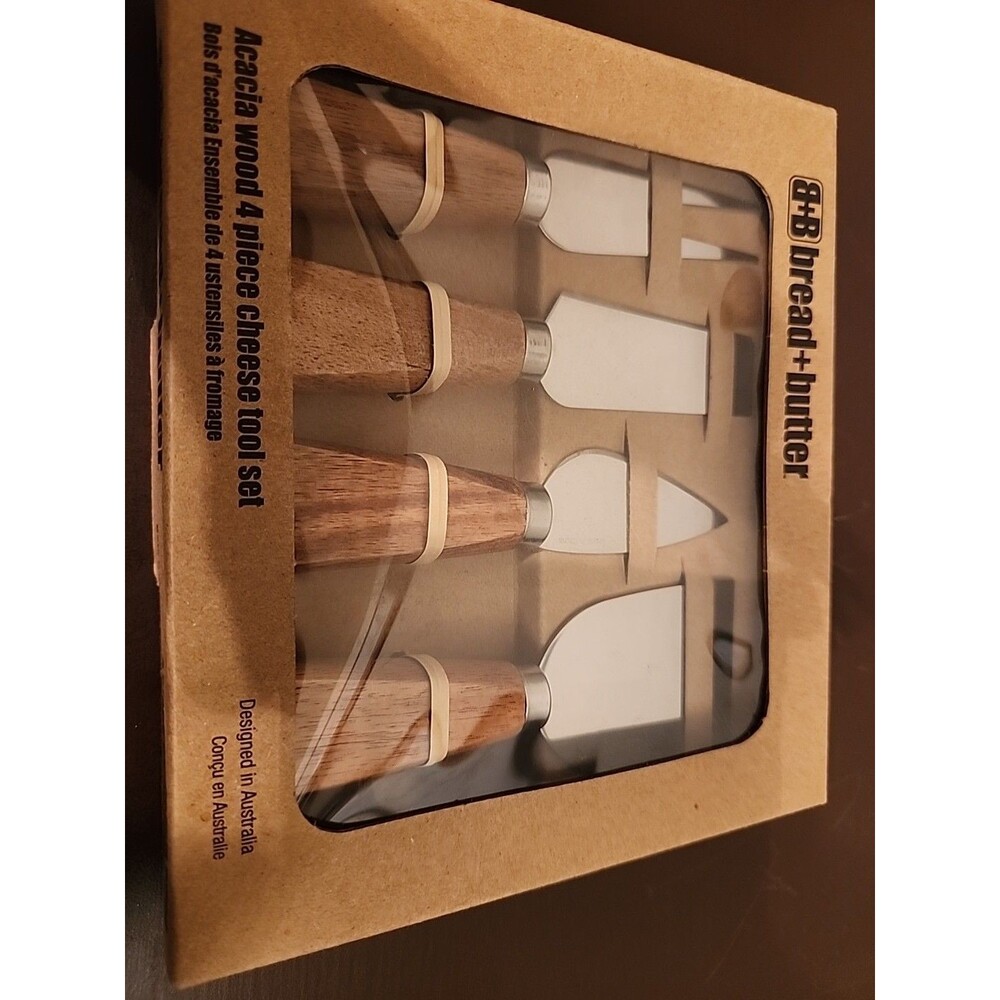 B & B Bread & Butter - Acacia Wood 4 Piece Cheese Tool Set - BRAND NEW - Picture 4 of 4